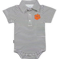 Garb Infant Clemson Tigers Carson Striped Short Sleeve Bodysuit - Charcoal/White