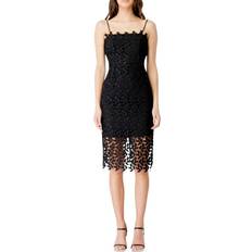 Knee Length Dresses - Lace Bardot Liana Sleeveless Lace Dress - Black