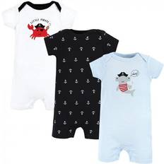 Black - Boys Playsuits Hudson Infant Boy Cotton Rompers - Pirate Shark