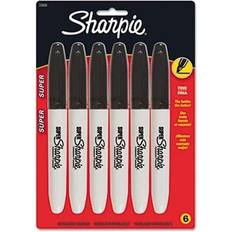 Markers Sharpie Super Permanent Markers, Fine Point, Black, 6/Pack