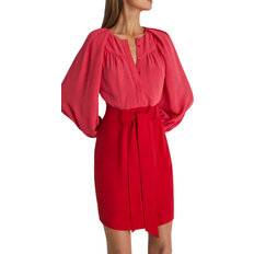 Reiss Valentina Colorblock Long Sleeve Minidress - Red