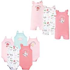 Hudson Infant Girl Cotton Bodysuits and Rompers 8-pack - Girl Farm Animals