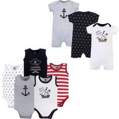 1-3M - Boys Children's Clothing Hudson Infant Boy Cotton Bodysuits and Rompers 8-pack - Pirate Ship