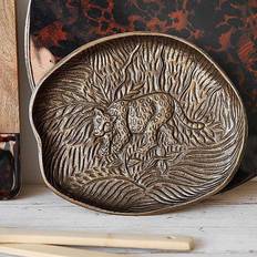 Freezer Safe Serving Platters & Trays Very Artesa Brass Leopard Embossed Platter Serving Dish