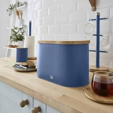 Azul Cajas de Pan Swan Nordic Bread Bin With Wooden Lid Caja de Pan