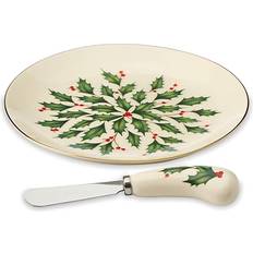 Green Knife Lenox 863652 Holiday Cheese Plate with Cheese Knife