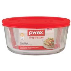 Pyrex 4-cup Food Storage Container with Red Lid Kitchenware