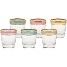 Green Drink Glasses Lorren Home Trends 9429 Double Old Fashion Melania Collection Multicolor Set of 6 Drink Glass