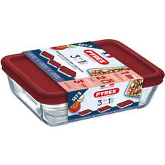 Crystal Glass Food Containers Pyrex Lunch box set Cook & Freeze Crystal Red (3 pcs) Food Container 3pcs