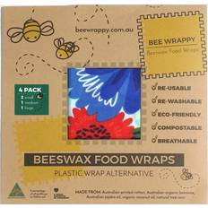 Bivoks Køkkentilbehør Bee Wrappy Beeswax Food Wraps (2 small, 1 medium, 1 large) 4stk