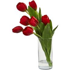 Nearly Natural Tulip Artificial Arrangement in Cylinder Artificial Plant