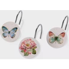 White Shower Curtain Hooks Avanti Butterfly Garden (5157829)