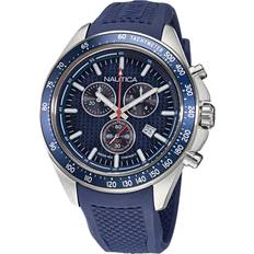 Nautica Men Wrist Watches Nautica Ocean Beach Chronograph Textured Silicone silver