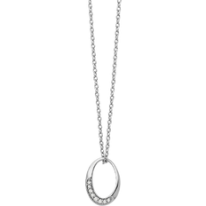 White Ice Accent Oval Necklace - Silver/Diamonds