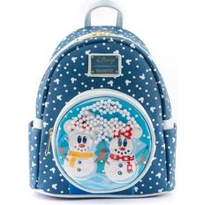 Loungefly Disney Snowman Minnie Mickey Snow Globe Mini Backpack - Blue