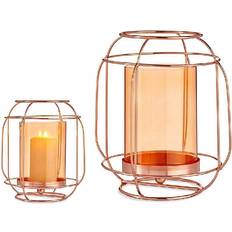 Gift Decor Lyseholder Kobber Rav Lanterna Metal Glas (19 x 20 x 19 cm) Fyrfadsstage