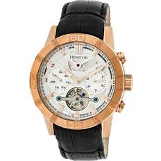 Heritor Automatic Hannibal Semi-Skeleton Leather-Band Rose Gold/Silver