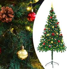 Vert Sapins de Noël vidaXL Artificial Pré-éclairé Avec Boules 180 cm Vert Sapin de Noël