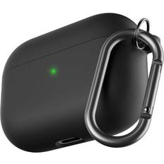 Hörlursfodral Tillbehör för hörlurar keybudz PodSkinz HybridShell AirPods Pro nyckelringsfodral (svart)
