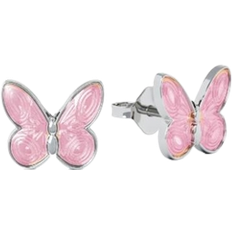 Butterflies Ear Studs - Silver/Pink