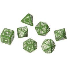 7 terninger Q Workshop Dice Terningesæt 7 terninger Elven Green With White