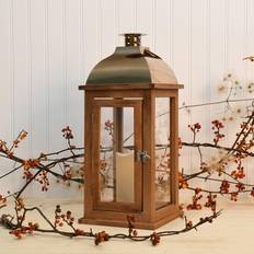 Multicolour Lanterns LumaBase Wood & Copper Finish Lantern, Brown One Size Lantern