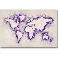 Trademark Fine Art Michael Tompsett 'Paint Outline World Map II' Canvas Art,16x24 Poster