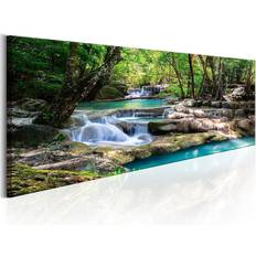 Multifargete Veggdekorasjoner Arkiio Nature Forest Waterfall 150x50 Maleri