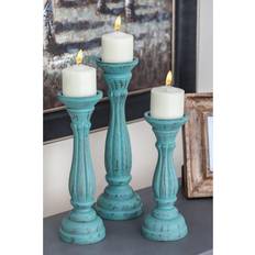 Blåa Ljusstakar Litton Lane Distressed Column Ljusstake 38.1cm 3st