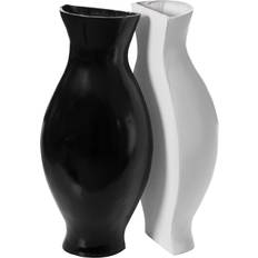Uniquewise Decorative Split Duo Floor Set of Black and White Black and White Vase
