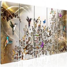 Arkiio Hummingbirds Dance (5 Parts) Gold Narrow 225x90 Tavla