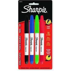 Sharpie Permanent Markers, Twin Tip, Assorted, 4/Pack (32174)