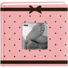 Baby Dot Fabric Frame 2-Up Photo Album 200 Pockets Pink/Brown