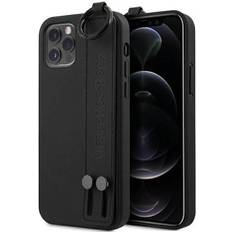 Mercedes iPhone 12 12 Pro Real Leather Black Hand Strap And Portable Ring Mercedes-Benz