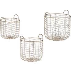 Gift Decor Set med Cirkulær Gylden Metal (3 pcs) Kurv 2stk