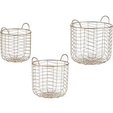 Set med Cirkulær Gylden Metal (3 pcs) Kurv