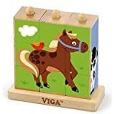 Wooden jigsaw puzzle Viga Wooden Jigsaw Puzzle Educational Puzzle Viga Toys Farm 9 elements