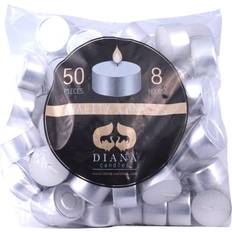 Fyrfadslys 100 Diana Quality White/Silver Duftlys 50stk