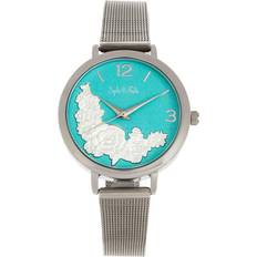 Sophie and Freda Lexington Silver-tone or Gold-tone or Rose Gold Bracelet Watch, 39mm Silver-tone/Turquoise