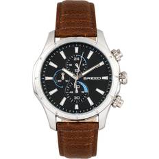 Breed Lacroix Chronograph Leather-Band Silver/Brown