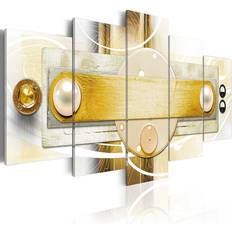 Gula Tavlor Arkiio Gold Frigidity 100X50 Gul Vit Abstrakt Tavla