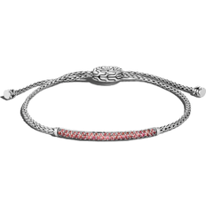 Ruby Bracelets Pull Through Station Bracelet - Silver/Ruby