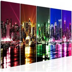 Inredningsdetaljer Arkiio Rainbow New York (5 Parts) Narrow 225x90 Tavla
