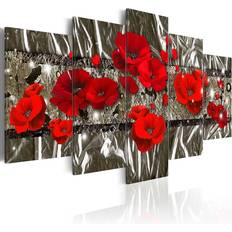 Arkiio Silver Poppies 200X100 Röd Abstrakt Tavla