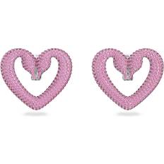 Swarovski Heart Una Clip Earrings - Silver/Pink