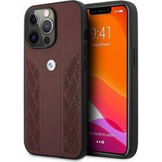 BMW Mobiltilbehør BMW Deklas BMHCP13XRSPPR iPhone 13 Pro Max 6.7 quot raudonas raudonas kietas deklas, perforuotas odinis kreive