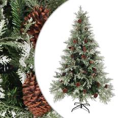 Grün Weihnachtsbäume vidaXL med grankogler 120 cm PVC & PE grøn og hvid Weihnachtsbaum