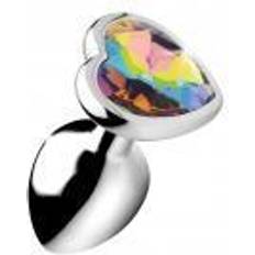 Sexleksaker XR Brands Rainbow Heart Anal Plug Silver Small