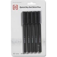 Red Gel Pens Quick Dry Gel Pen, Stick, Medium 0.7 mm, Black Ink, Black Barrel,5PK Black