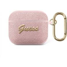 Headphone Accessories Guess Saffiano Script AirPods 3 Cover Pink